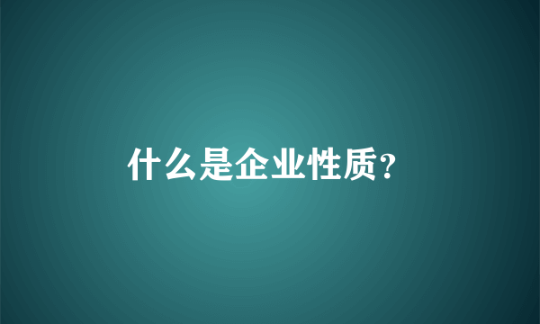 什么是企业性质？