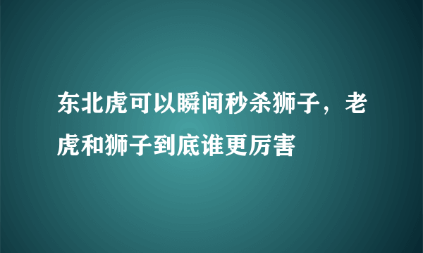 东北虎可以瞬间秒杀狮子，老虎和狮子到底谁更厉害