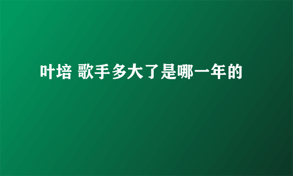 叶培 歌手多大了是哪一年的