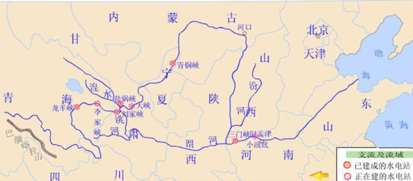 中国黄河流经省市地图