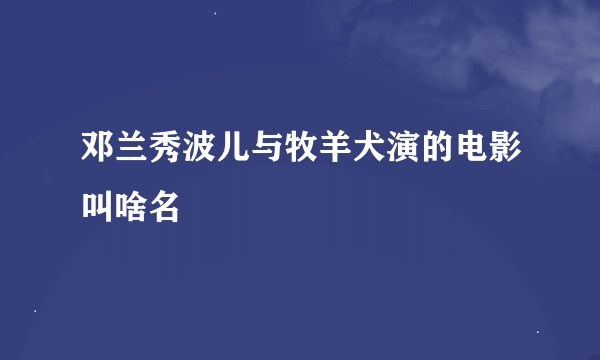 邓兰秀波儿与牧羊犬演的电影叫啥名