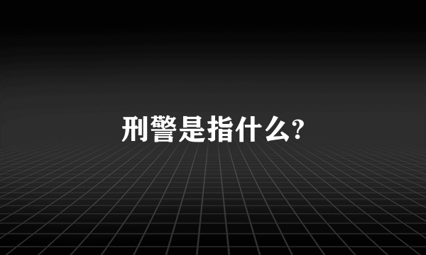 刑警是指什么?