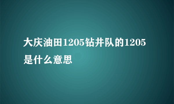 大庆油田1205钻井队的1205是什么意思