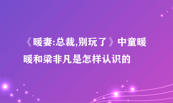 《暖妻:总裁,别玩了》中童暖暖和梁非凡是怎样认识的