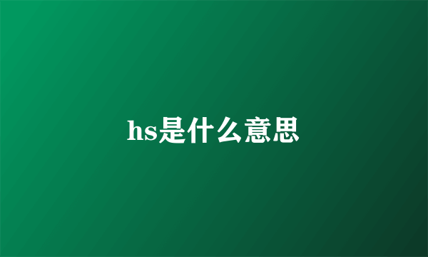 hs是什么意思