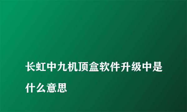 
长虹中九机顶盒软件升级中是什么意思

