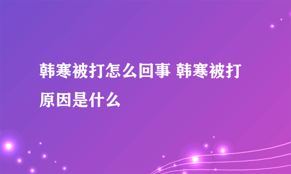 韩寒被打怎么回事 韩寒被打原因是什么