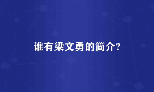 谁有梁文勇的简介?