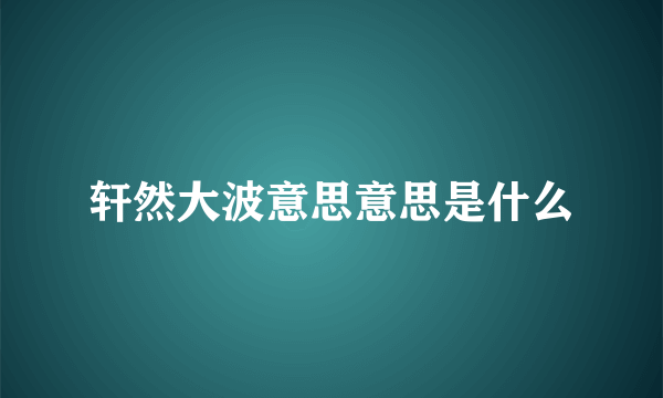 轩然大波意思意思是什么