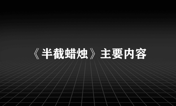 《半截蜡烛》主要内容