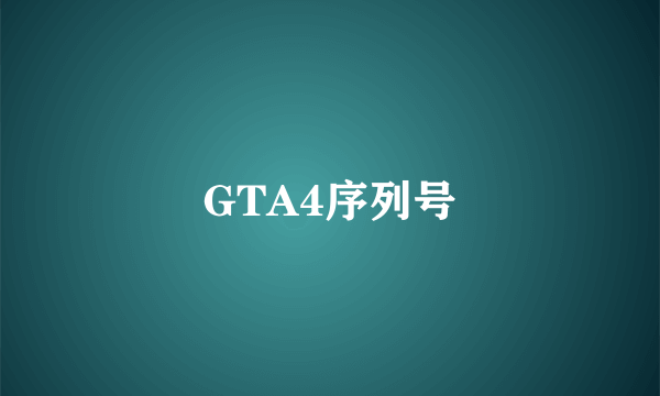 GTA4序列号