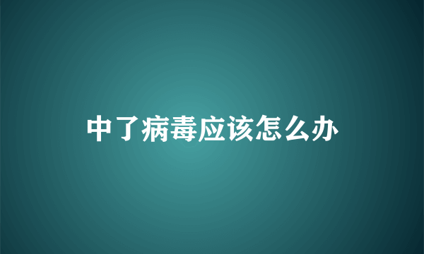 中了病毒应该怎么办