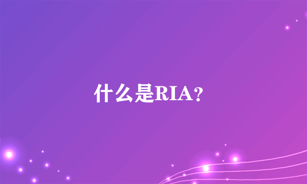 什么是RIA？