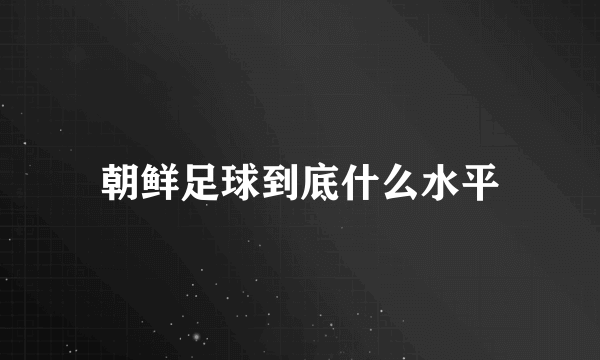 朝鲜足球到底什么水平