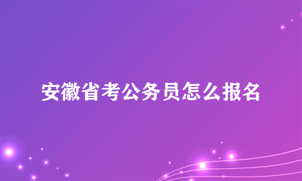 安徽省考公务员怎么报名