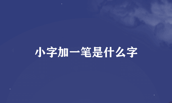 小字加一笔是什么字