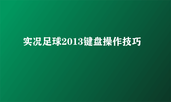 实况足球2013键盘操作技巧