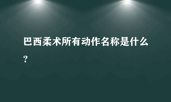 巴西柔术所有动作名称是什么？