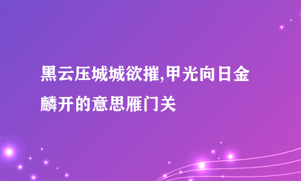 黑云压城城欲摧,甲光向日金麟开的意思雁门关