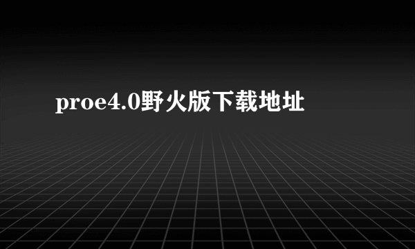 proe4.0野火版下载地址