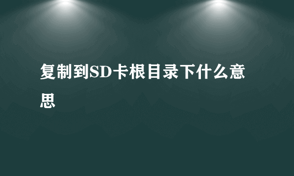 复制到SD卡根目录下什么意思