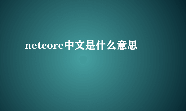 netcore中文是什么意思