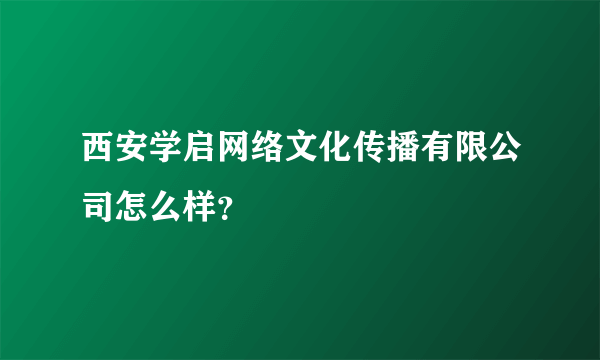 西安学启网络文化传播有限公司怎么样？