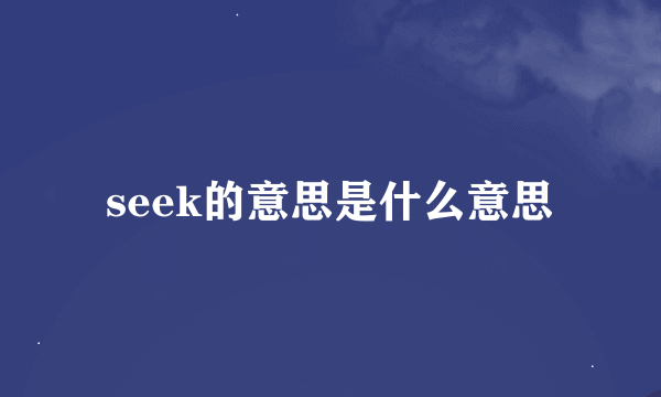 seek的意思是什么意思