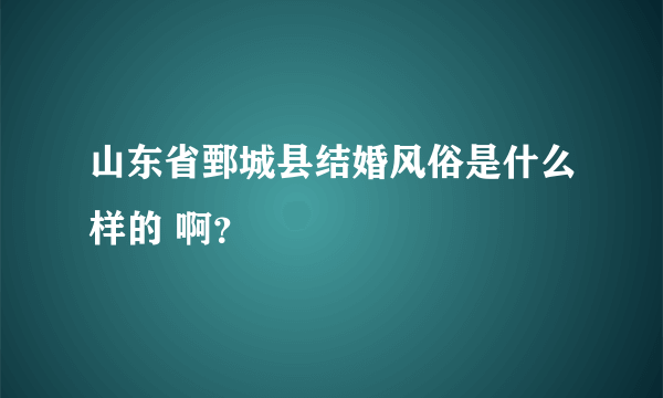 山东省鄄城县结婚风俗是什么样的 啊？