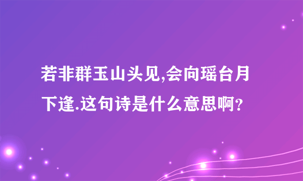 若非群玉山头见,会向瑶台月下逢.这句诗是什么意思啊？