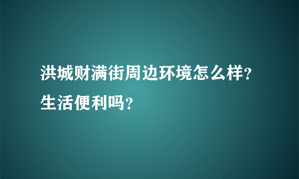 洪城财满街周边环境怎么样？生活便利吗？