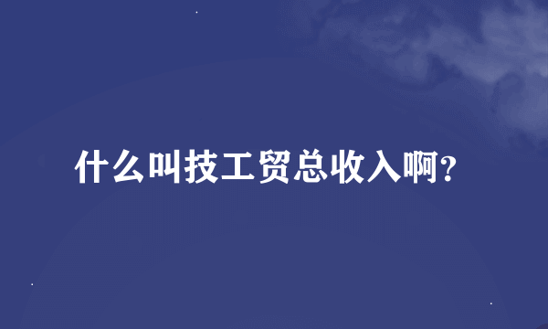 什么叫技工贸总收入啊？