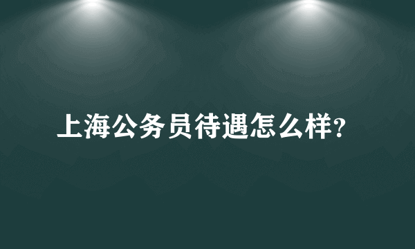 上海公务员待遇怎么样？