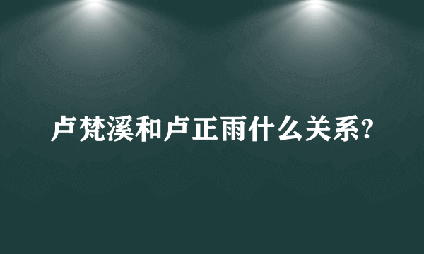 卢梵溪和卢正雨什么关系?