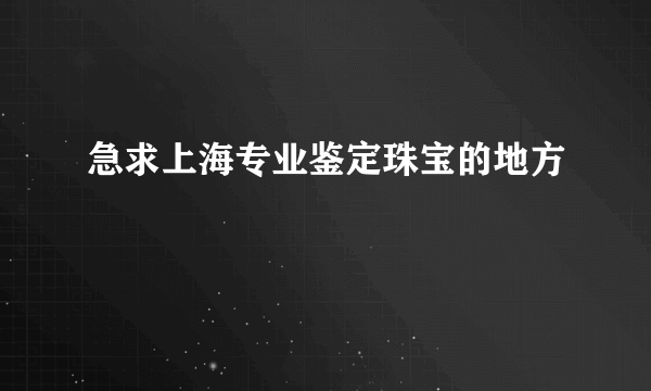 急求上海专业鉴定珠宝的地方