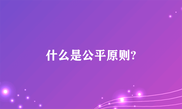 什么是公平原则?