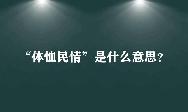 “体恤民情”是什么意思？