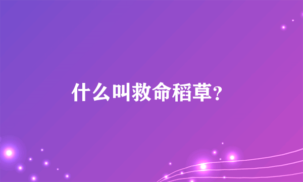 什么叫救命稻草？