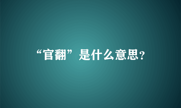 “官翻”是什么意思？