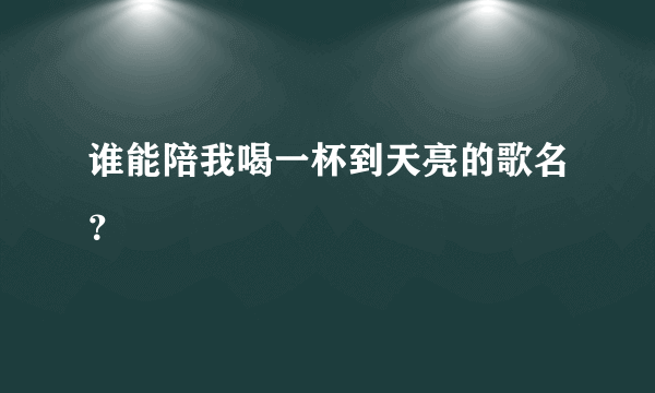 谁能陪我喝一杯到天亮的歌名？