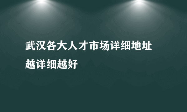 武汉各大人才市场详细地址 越详细越好