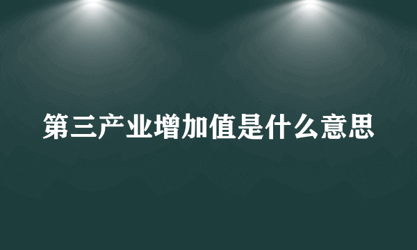 第三产业增加值是什么意思