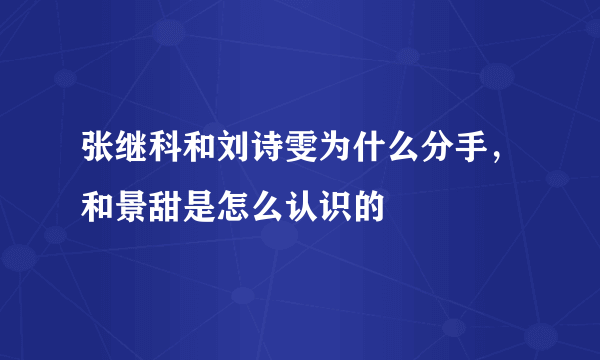 张继科和刘诗雯为什么分手，和景甜是怎么认识的