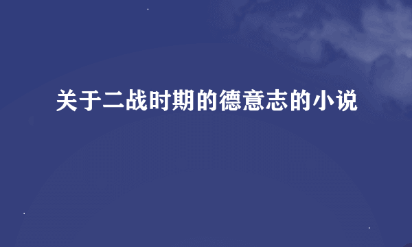 关于二战时期的德意志的小说