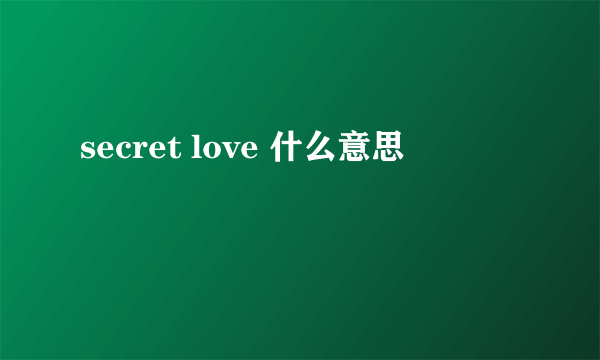 secret love 什么意思