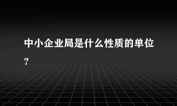 中小企业局是什么性质的单位？