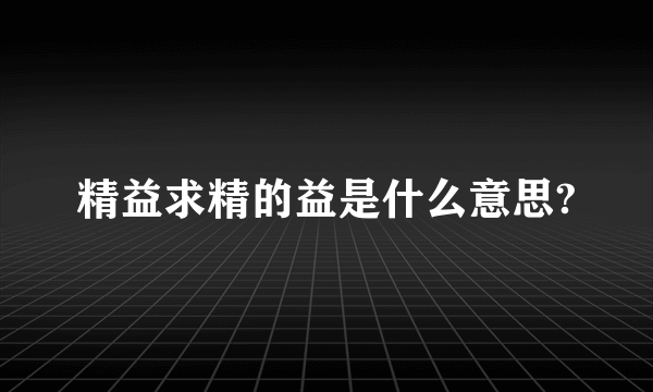 精益求精的益是什么意思?