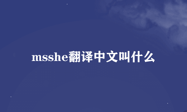 msshe翻译中文叫什么