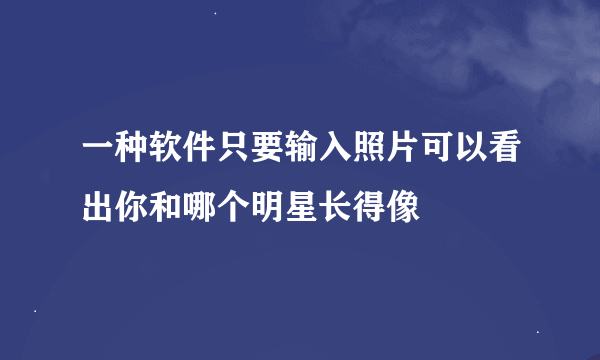 一种软件只要输入照片可以看出你和哪个明星长得像