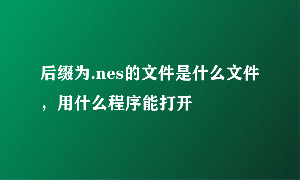 后缀为.nes的文件是什么文件，用什么程序能打开